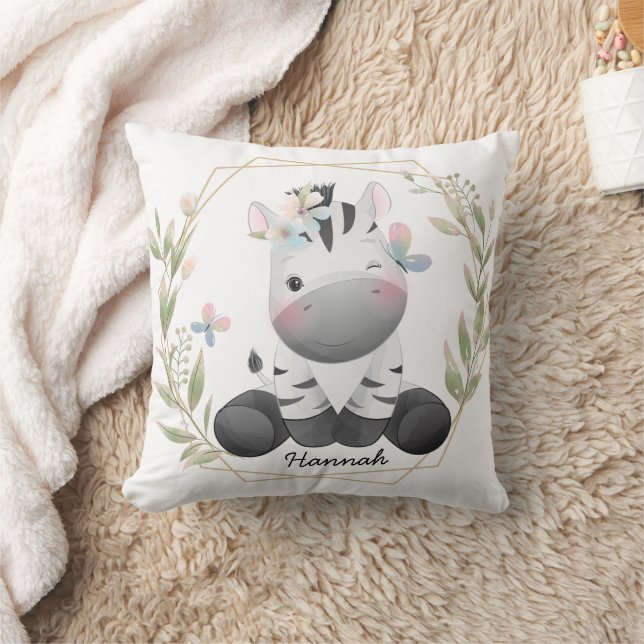 Almofada Nome Personalizado da Terra da Flor da Bebê-Zebra  (Cobertor)