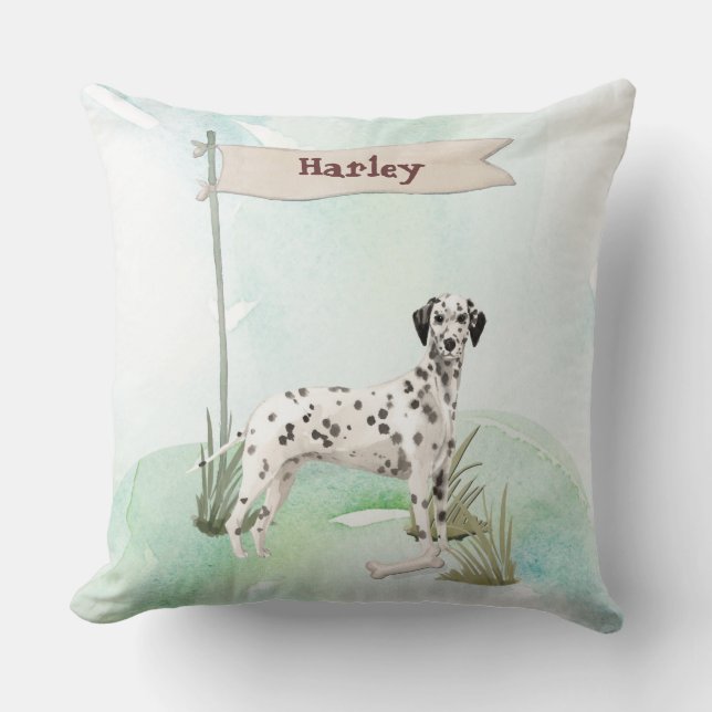 Almofada Nome Personalizado Dálmata Pet Cão (Frente)