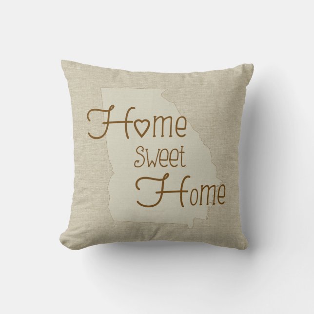 Almofada Nome personalizado de aparência de burlap da Georg (Frente)