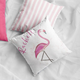 Almofada Nome Personalizado de Cuta Flamingo Rosa