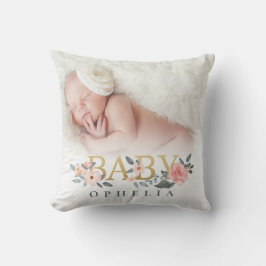 Almofada Nome Personalizado de Foto do Rosa de Floral de Wa