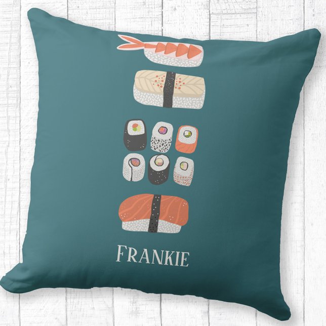 Almofada Nome Personalizado de Sushi de Cute (Fun Japanese Sushi personalized name pillow)