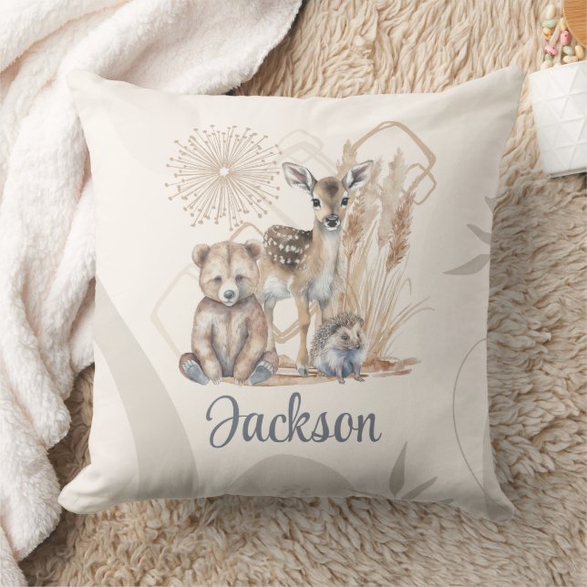 Almofada Nome Personalizado Do Bebê Boho Bear Deer Sexo Neu (Cobertor)