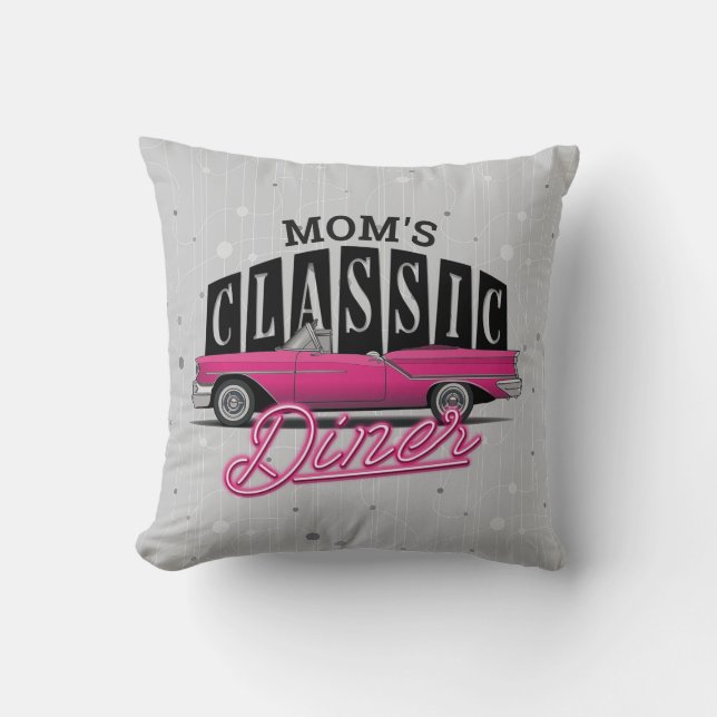 Almofada Nome Personalizado Do Diner Da mãe Carro Clássico  (Frente)