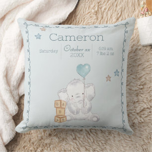 Almofada Nome Personalizado do Elefante Blue Baby Boy Keeps