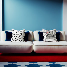 Almofada Nome personalizado do gato de desenho animado com 