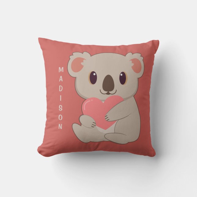 Almofada Nome Personalizado e Cor Amor Koala (Frente)