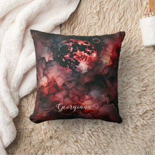 Almofada Nome Personalizado Eerie Blood Moon Halloween Tint
