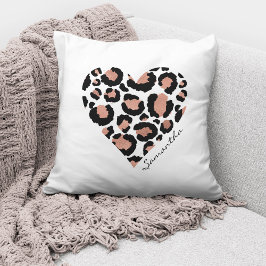 Almofada Nome Personalizado Elegante Coração de Leopardo