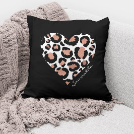 Almofada Nome Personalizado Elegante Leopardo Preto