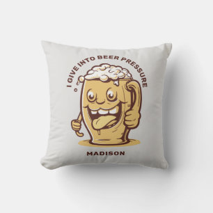Almofada Nome Personalizado Engraçado e Cerveja de Texto
