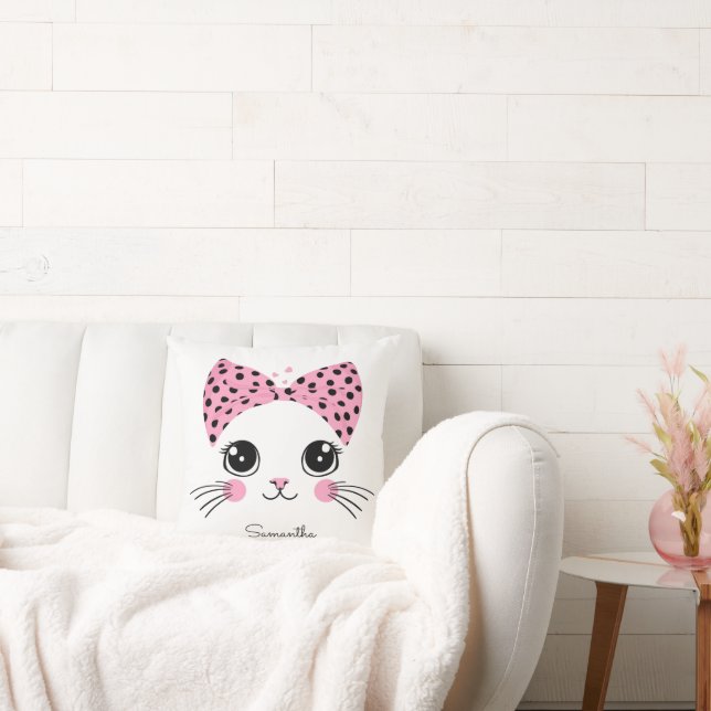 Almofada Nome Personalizado Face De Gato (Sofá)
