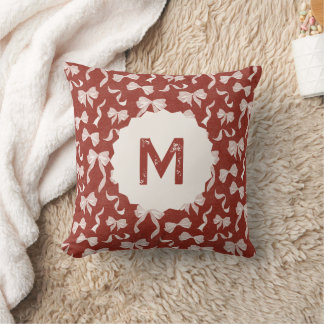Almofada Nome Personalizado Fita e Laços Vintage (Creme Ver