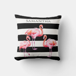 Almofada Nome Personalizado Flamingo Cor-de-rosa-rosa-branc