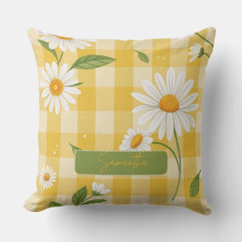 Almofada Nome Personalizado Floral Branco Fundo Amarelo