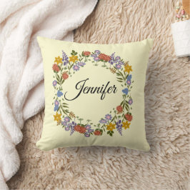 Almofada Nome Personalizado Flores Aquarela Florais 