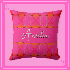 Almofada Nome Personalizado Girly Orange e Pink