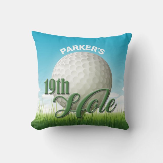 Almofada NOME Personalizado Golfer Pro Ball 19th Hole (Frente)