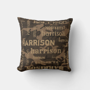Almofada Nome Personalizado Mais Longo Camuflado Marrom