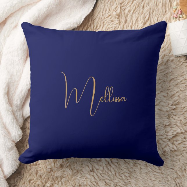 Almofada Nome personalizado minimalista azul  (Cobertor)
