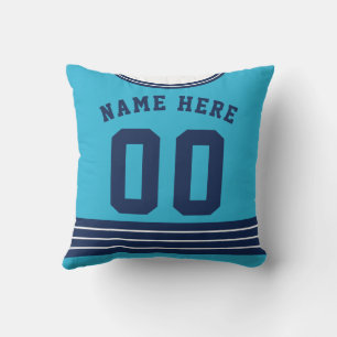 Almofada Nome Personalizado Número de Ice Hockey Blue Jerse