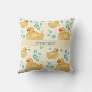 Almofada Nome Personalizado Pato Amarelo Neutro Pastel