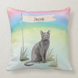 Almofada Nome Personalizado Pet de Gato Russo Azul