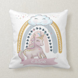 Almofada Nome Personalizado 🦄 Rainbow Unicorn Girl