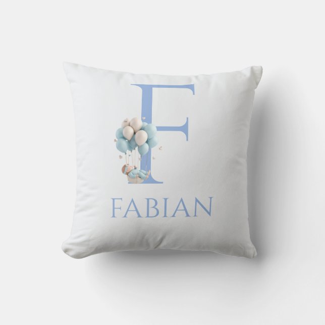 Almofada Nome Personalizado Um com balões (Frente)