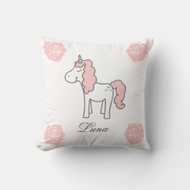 Almofada Nome Personalizado Unicórnio Rosa Floral Fofo Rosa