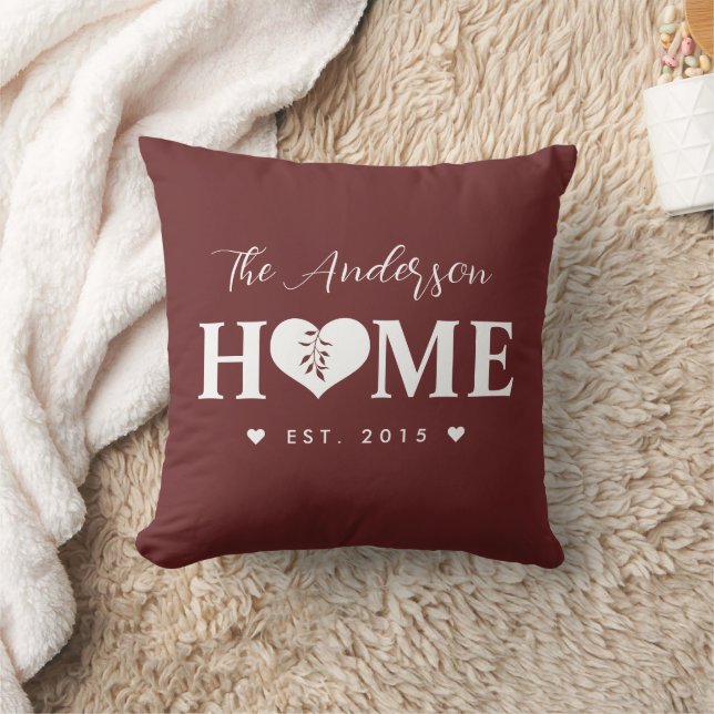 Almofada Nome Personalizado Vermelho Cinzento HOME  (Cobertor)