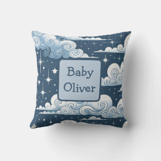 Almofada Nome Personalizado Whimsical Blue Celestial Baby B
