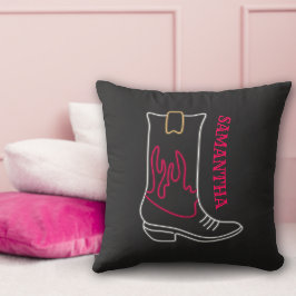 Almofada Nome Personalizável de Arranque do Neon Cowboy