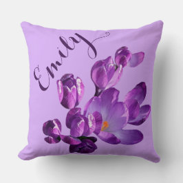 Almofada Nome personalizável Emily púrpura floral