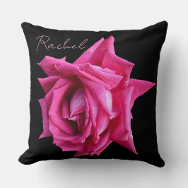 Almofada Nome personalizável Rachel bonito rosa rosa floral