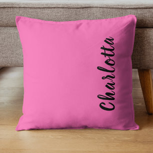 Almofada Nome preto moderno   Cor Rosa Neo