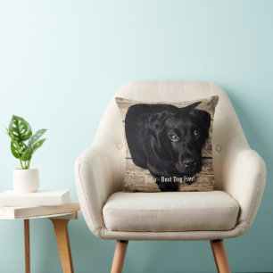 Almofada Nome preto personalizado da foto do cão do
