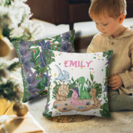 Almofada Nome Rustic Greenery Dinossaur