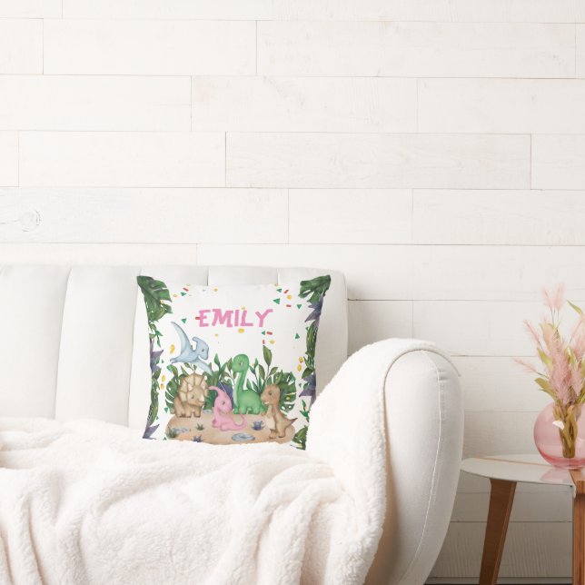 Almofada Nome Rustic Greenery Dinossaur (Sofá)