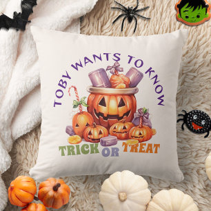Almofada Nome Trick ou Tratar Crianças Spooky Doce Hallowee