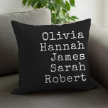 Almofada Nomes da Família Personalizada de Máquina de Escri<br><div class="desc">Travesseiro decorativo Personalizado da Família de Máquina de Escritura. Crie seu próprio travesseiro decorativo personalizado com nomes familiares de crianças,  pais e animais de estimação em tipografia de estilo antigo. Excelente presente de Natal para avós.</div>