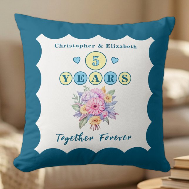 Almofada nomes de flores gerbera azul para aniversário de 5 (Criador carregado)