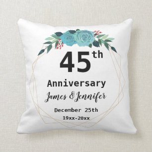 Almofada Nomes personalizados do 45º aniversário de casam