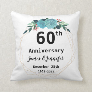 Almofada Nomes personalizados do 60º aniversário de casam