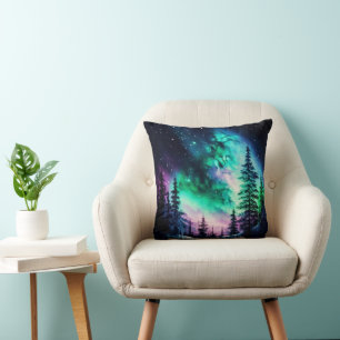 Almofada Norte Celestial Aurora Borealis Acende Vívido