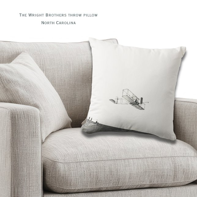 Almofada North Carolina Wright Brothers Throw Pillow (Where history meets home decor. The Wright Brothers Throw PIllow, personalized)
