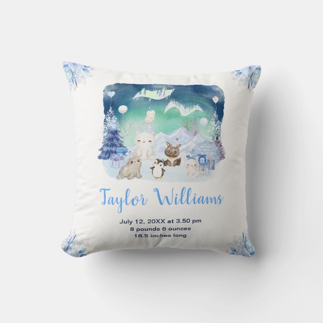 Almofada Northern Lights Arctic Animals Birth Statistics (Frente)