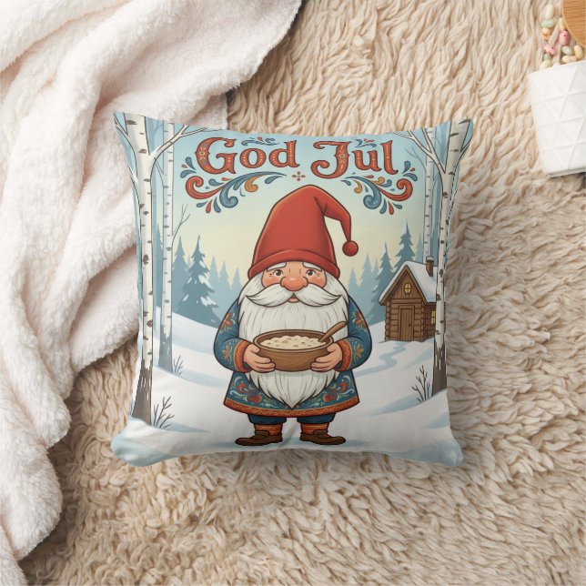 Almofada Norwegian Nisse God Jul Christmas Throw Pillow (Cobertor)