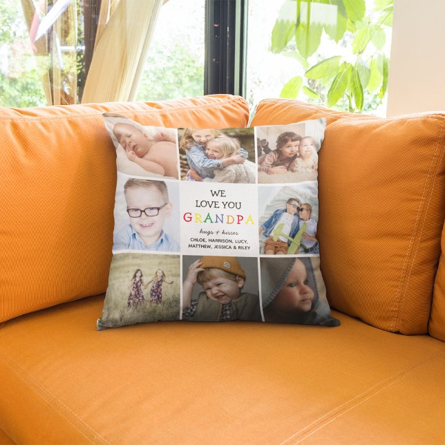 Almofada "Nós Amamos Você" Avô Colagem de Fotos Lembrança (Criador carregado)