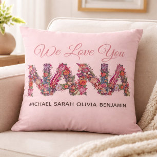Almofada Nós Amamos Você Nana Letras Florais Rosa Nomes de 